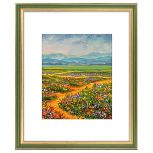 Golden State Art,16x20 Ornate Picture Frame with White Mat for 11x14 Photo or Display 16 x 20 Print without Mat Color Gree...
