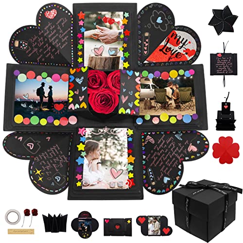 Hamiggaa Explosion Box Gifts,Surprise Creative DIY Photo,Exploding Love Box,Love Memory Photo Box with 4 Faces for Anniver...