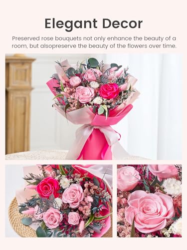 Polylove Flowers for Delivery Prime Forever Flowers Bouquet Preserved Roses Bouquet Flower Gift for Women Wife Mother Day ...