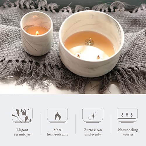 Candle Gift Set, 10% Essential Oil, 3 Pack-Thai Lemongrass,Vanilla Caramel,Mango Guava with Heat-Resistant Ceramic Jar, Sc...