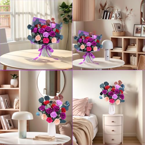 Lovenfold Flowers for Delivery Birthday Flowers Gift for Her,Preserved Flowers Bouquet 12 Roses Mixed Bouquet,Rose Gifts f...