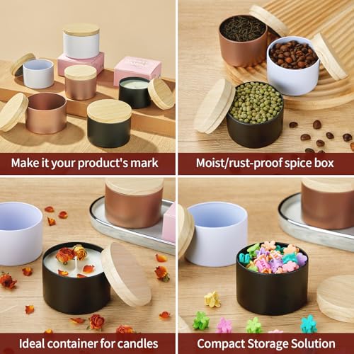 MGLIFEUL Candle Tins Jars Container Vessels for Making 4 8 Oz White Empty Candle Tins Can Gift Box Packaging Plate with Li...