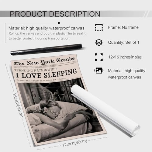 VERENIX Retro Black and White Feminist Wall Art Newspaper Aesthetic Canvas Posters Vintage Funky Girl Sleeping Prints for ...