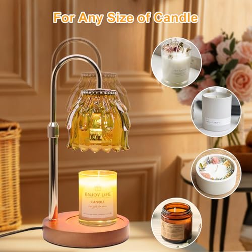 Candle Warmer Lamp with Timer and Dimmer 4-Level Dimmable Flower Light Heat Lamp for Jar Candles Adjustable Height Modern ...