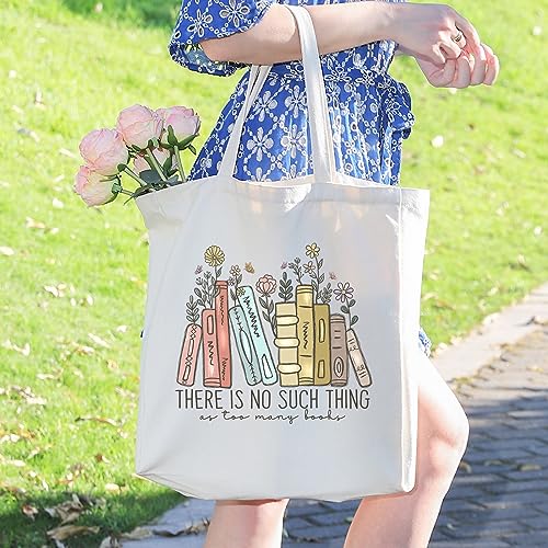 LEADO Cute Canvas Tote Bag with Pocket, Book Lovers Gifts - Mothers Day, Birthday, Book Club Gifts for Book Lovers Women -...