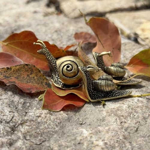 XYLIBLLA 3Pcs Brass Snail Statue Decor, Retro Mini Copper Snail Statue Home Decoration for Living Room and Desk, Outdoor P...