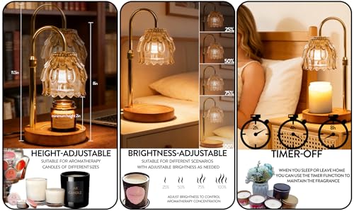 BRIGHTSHOW Candle Warmer Lamp with Timer Dimmable, Mother's Day/Birthday Gifts for Women Mom Her, House Warming Gifts New ...
