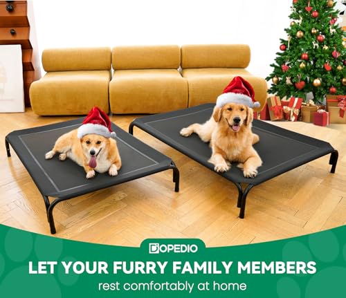 Elevated Dog Bed Raised Outdoor Dog Cot for Large Dogs, Installation Requires No Tools, Frame with Washable Cooling Breath...