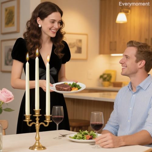 Everymoment Ivory Taper Candles - 4 Pack 10 Inch Candlesticks - Dripless & Smokeless Tapered Candle 8 Hours Unscented Crea...