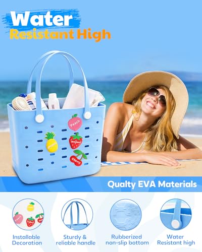 Beach Tote Bag for Women - Chic & Durable EVA Rubber Beach Bag Waterproof, Sandproof Cave Bags, Large Capacity Pool Bag wi...