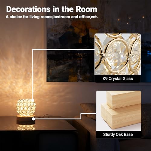 FuoiCorn Crystal Mood Table Lamp, Small Decorative Sphere Light with Voice Control - 3 Lighting Modes Ambient Lighting for...