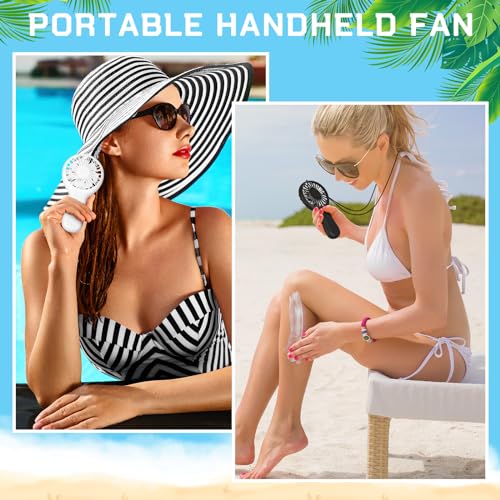 Woanger 12 Pcs Mini Handheld Fan Bulk 3 Speed USB Electric Battery Operated Small Portable Pocket Fan with Data Cable and ...