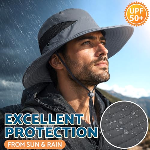 PFFY Sun Hats for Men Women Wide Brim Bucket Hat UPF 50+ Outdoor Beach Hiking Fishing Hat