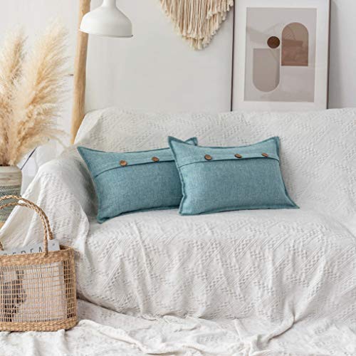 Home Brilliant 12x20 Pillow Cover Linen Decorative Throw Pillow Cover Button Cushion Cover for Couch, Rectangular, 30 x 50...