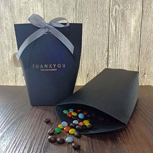 SHHS 9 PCS Thank You Gift Wrap Boxes Packing Bags(9black), Minimalist Gift Boxes Easter, Decorative Presents Box Bundle fo...