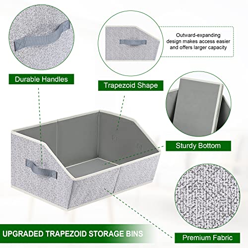 Homsorout Closet Organizers Bins 6 Packs - Large Closet Shelf Organizer with Handles, Fabric Trapezoid Storage Bins, Colla...