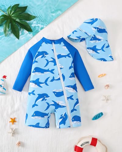 Baby Boy Girl Swimsuit Rash Guard Swimwear Zipper Toddler One Piece Bathing Suit Unisex Sun Protection Sunsuit