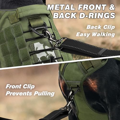 WINGOIN Tactical Dog Harness for Large Dogs, Heavy Duty No Pull Dog Harness with Handle, Adjustable Reflective Military K9...