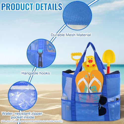 AMJ Oversized Mesh Beach Tote, Family Beach Bag for Toys & Vacation Essentials, 2Pcs