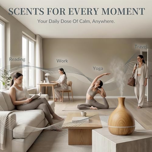 Cegsin Essential Oil Diffuser with Adapter, 100ml Small Aromatherapy Scent Machine for Home & Office Desk, 7 Color LED Coo...