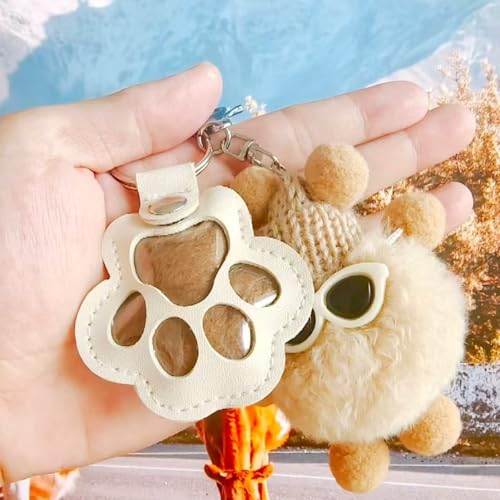 Jatmira 4Pcs Pet Hair Storage Keychain Cat Paw Shaped Leather Dog Fur Memorial Collection Key Chain Pet Memorial Gifts & K...