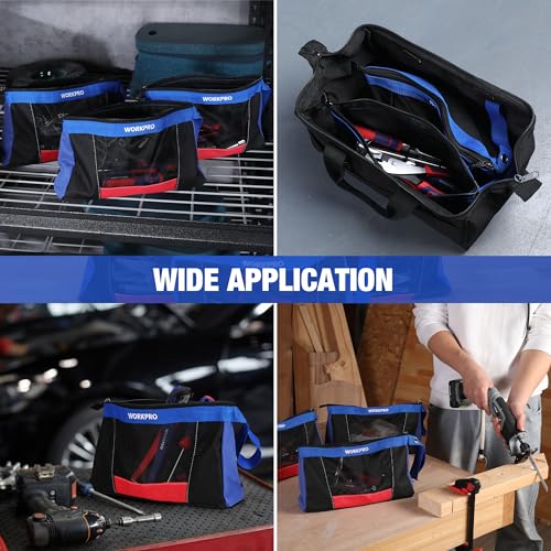 WORKPRO 12" Tool Pouches with Zipper, Heavy-Duty Small Tool Bag, Utility small tool pouch for Tool Organizers and Storage,...