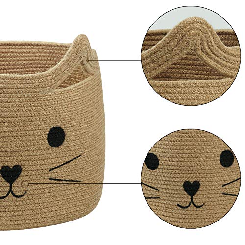 HiChen Large Woven Jute Rope Storage Basket, Baby Laundry Basket Organizer for Toys, Blanket, Clothes, Towels, Gifts | Pet...