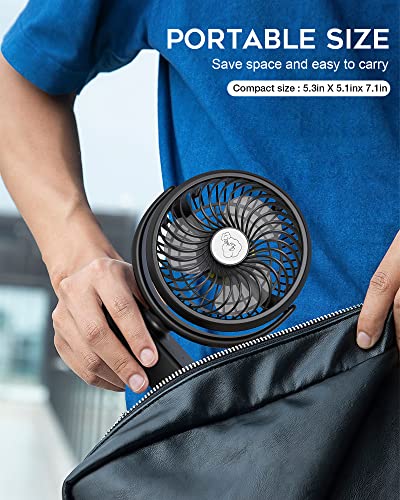 REENUO Portable Camping Fan, Small Tent Fan with Hanging Hook, 40 Working Hours Rechargeable USB Battery Fan with LED Ligh...