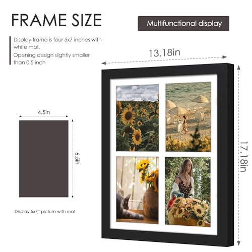 DUENPY 12x16 Picture Frame, 5x7 Collage Picture Frame, Displays Four 5x7 inch Photos, or 12x16 (Without Mat) for Available...