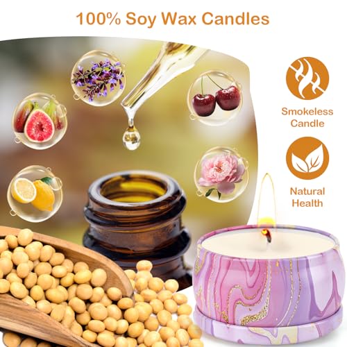 Candles Gifts for Women, 6 Pack Scented Candles for for Home Scented, Natural Soy Wax Aromatherapy Candle Gift Set for Chr...
