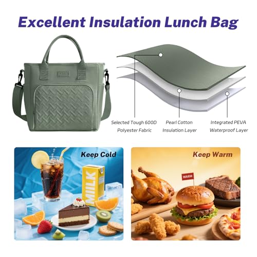 stillithou Lunch Bag Insulated Leakproof with Adjustable Shoulder Strap, Lunch Bag Women Lightweight for Work Travel Beach...