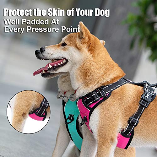 PoyPet No Pull Dog Harness, Reflective Comfortable Vest Harness with Front & Back 2 Leash Attachments and Easy Control Han...