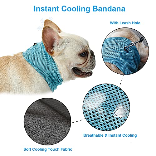 Dog Cooling Bandana Collar, Ice Instant Cooling Pet Bandana Scarf Collar for Small Medium Dogs, Breathable Ice Towels Bull...