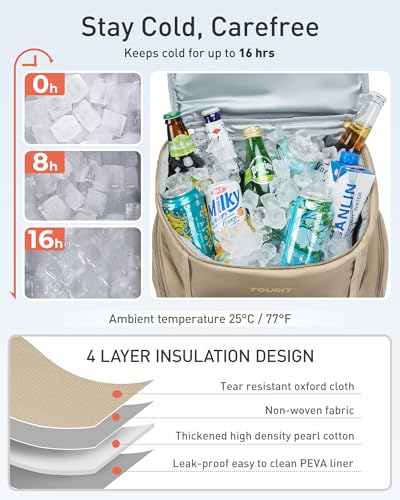 TOURIT Rolling Cooler Backpack: Leakproof Waterproof Insulated 36 Cans Beach Cooler with Wheels and Handle Outdoor Camping...