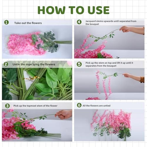 Alotiki Wisteria Hanging Flowers,50 Pack Fake Hanging Flowers,Wisteria Artificiales Garland for Home Wedding Arch Floral P...