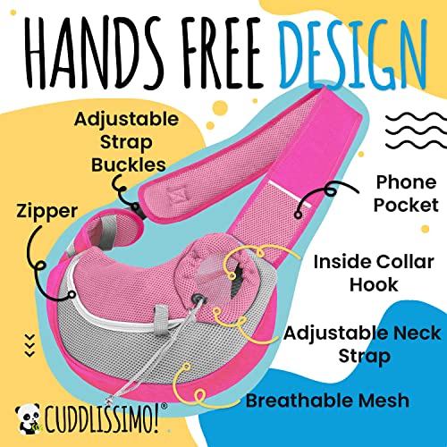 Cuddlissimo! Pet Sling Carrier - Carefully Sized for Teacup & Toy Breed Puppies & Cats (Under 6lb) - Soft Pouch for Small ...