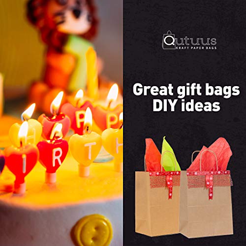 Qutuus Kraft Paper Gift Bags with Handles 8x4.5x10 25Pcs Brown Gift Bags Bulk Medium Size Small Business Bags, Party Bags,...