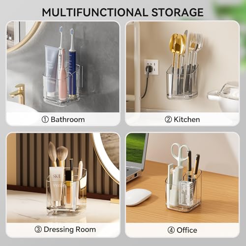 Toothbrush Holders for Bathrooms, 3 Slots Detachable Electric Toothbrush Holder Wall Mounted with Divider, Removable Tooth...