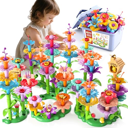 Garbo Star 148PCS Flower Garden Building Toys for 3 4 5 6 Year Old Girls, Educational Activity Preschool Birthday Gifts fo...