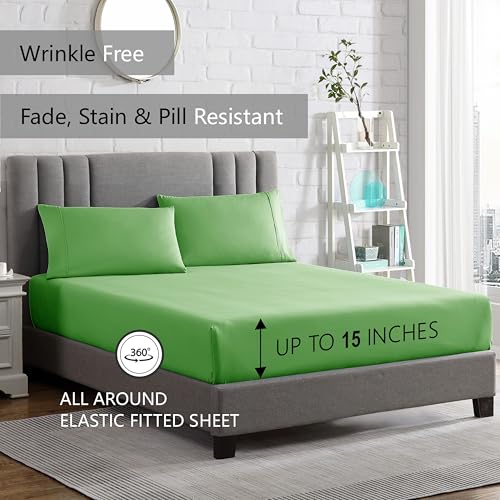 American Home Collection Twin XL Sheet Set - Ultra-Soft Microfiber 15-Inch Deep Pocket - College Dorm Bed Sheets, Wrinkle ...