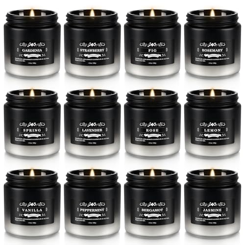 12 Pack Scented Candles Gift Set for Men Women - 3.5oz Soy Blend Jar Candles, 150+ Hours Long Lasting Aromatherapy Candle,...