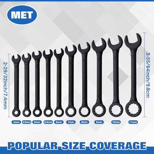 GOLD DEER 10PCS Mini Wrench Set Standard Metric 4mm-11mm Ignition Wrenches Open End and Box End Combination Wrench Set wit...