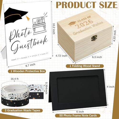 Epakh Class of 2026 Graduation Wishes Cards Box Graduation Party Photo Frame Note Cards for 4" x 6" Photos with 10 Metalli...