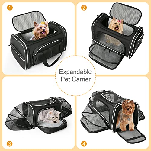 Estarer Soft Sided Pet Carrier Airline Approved, 4 Sides Expandable Collapsible Cat Carrier with Pockets & Removable Fleec...