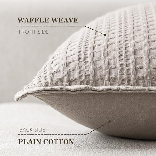 Foindtower Set of 2 Decorative Cotton Waffle Weave Throw Pillow Covers Euro Shams Cushion Covers Accent European Pillowcas...
