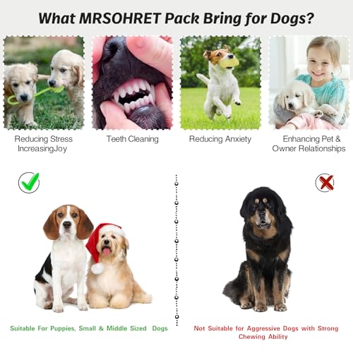 MRSOHRET 20Pcs Puppy Chew Toys for Teething, Dog Chew Toys with Rope Toy, Pet Dog Toothbrush, Treat Balls, Plush Toys and ...