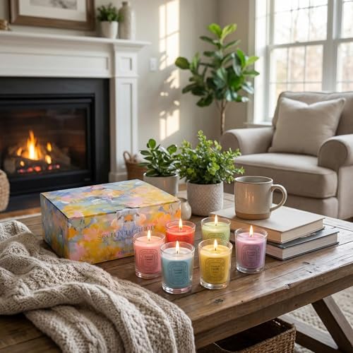 Scented Candles Gift Set for Women, 6 Pack Natural Soy Wax Aromatherapy Candles for Home, Glass Jar Stress Relief Candles ...