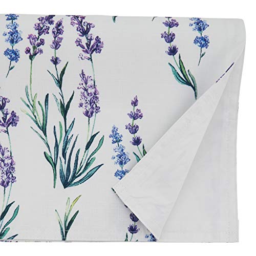 SARO LIFESTYLE Lavender Print Table Runner, Lavender, 16"x108"