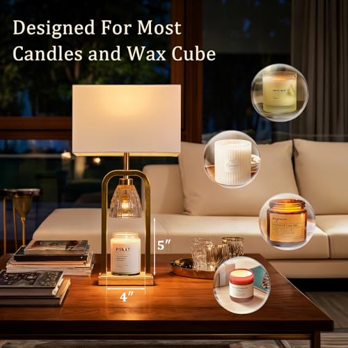 PoKat Gold Table Lamp Candle Warmer, Candle Warmer Lamp with Timer Dimmer, Wax Light Warming Table Lamp for Jar Candles, M...