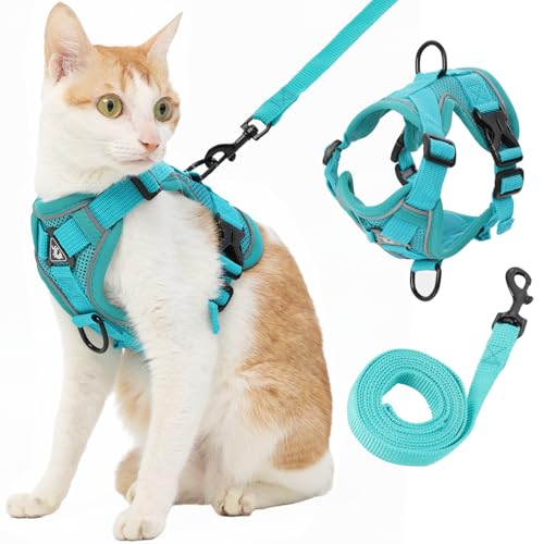 Kodervo Cat Harness and Leash, Reflective Cat Harness Escape Proof for Walking, Adjustable Kitten Harness and Leash Set, 4...